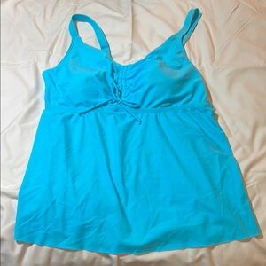 Blue Ruched Camisole Swim Top